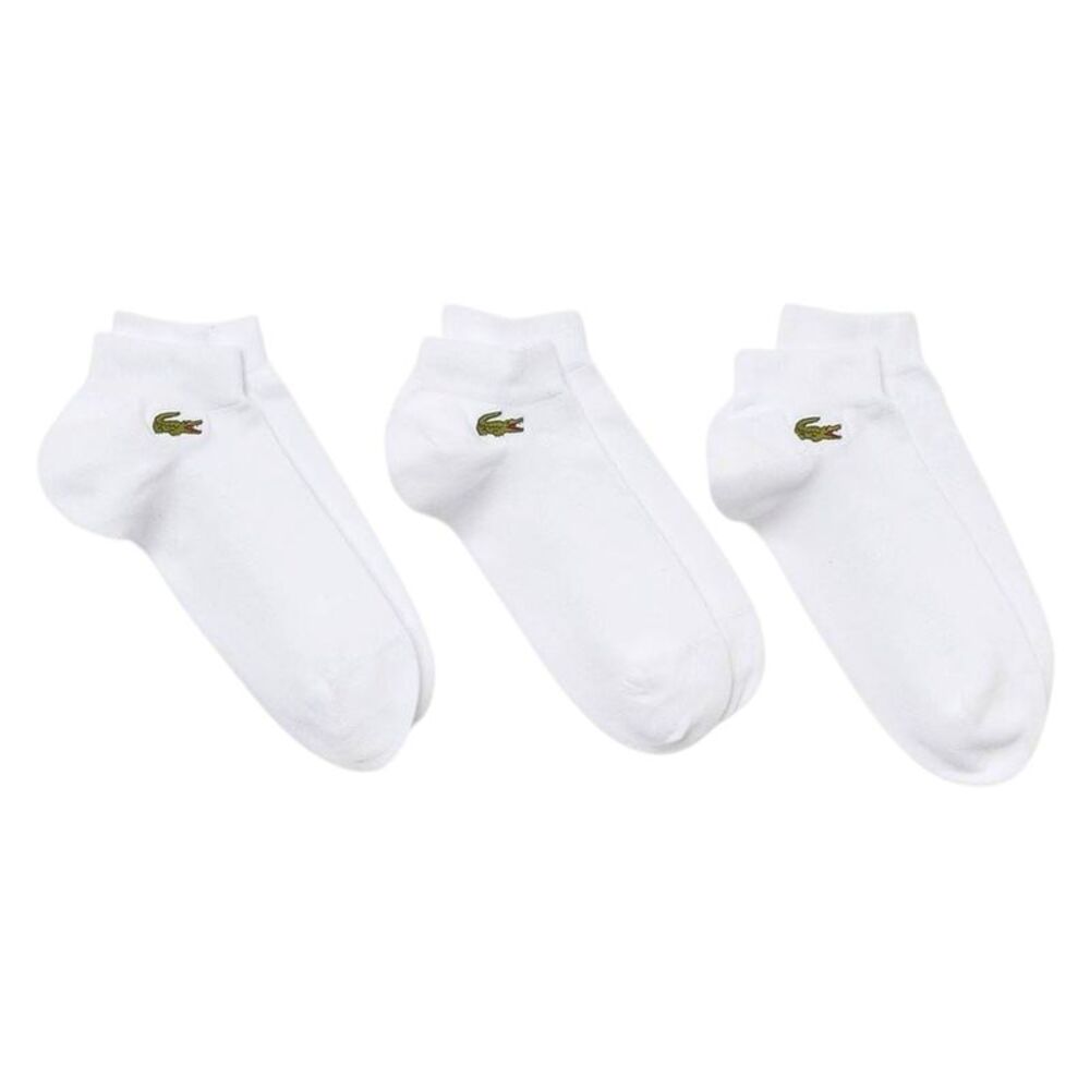 Lacoste Mens Embroidered Logo Trainer Socks (Pack of 3) / White